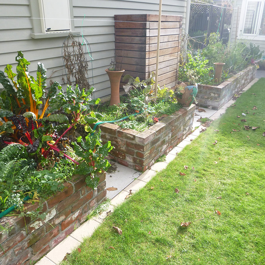 Recycled red brick vegetable planters