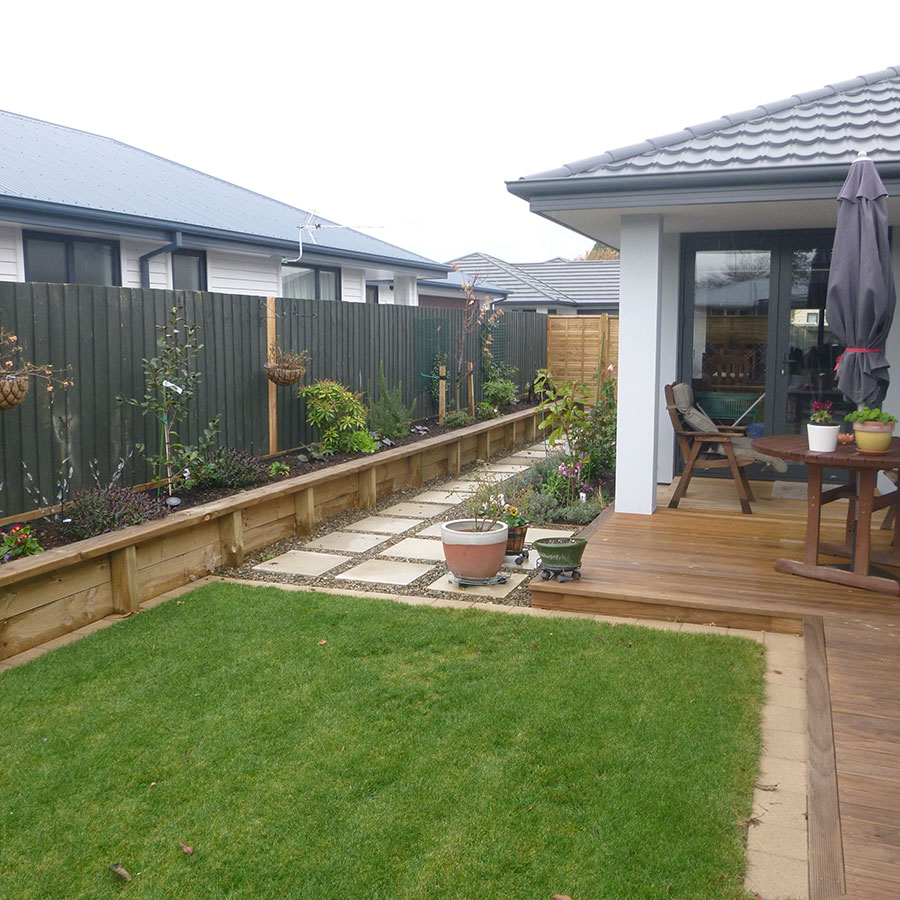 Pine decking with raised garden detail